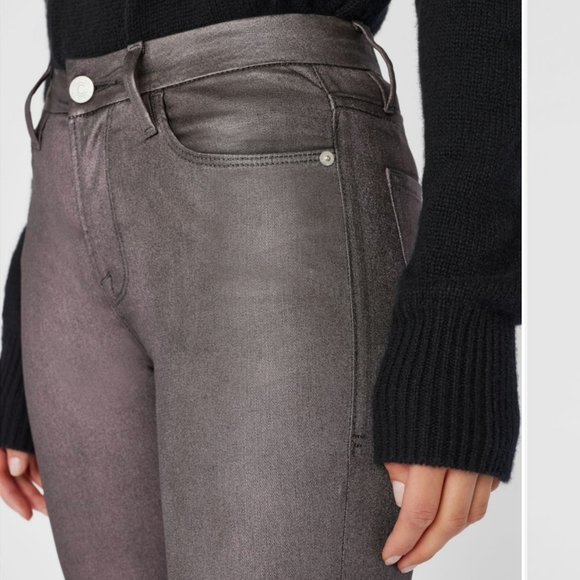 FRAME Le Crop Mini Boot Cut Jeans Coated Stretch Denim Midrise Mahogany 31 NWT - Picture 14 of 16